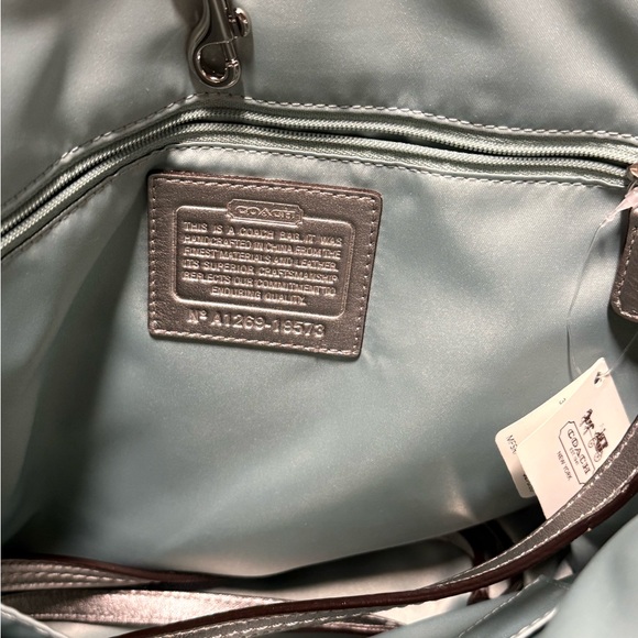 NWT Coach Audrey Metallic Blue/Green Multi-Color Circle Tote Shoulder- - Picture 6 of 7